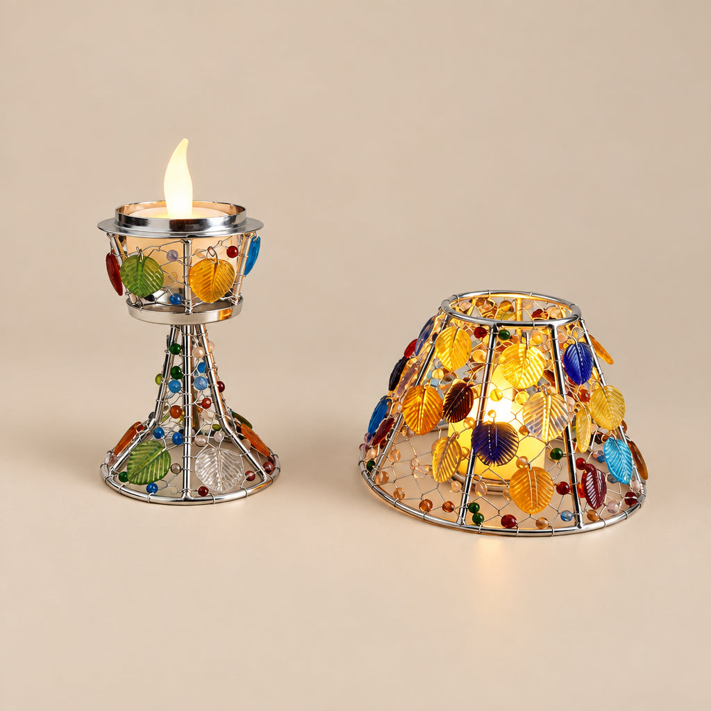 Candle Holder | Handmade Coloured Glass Tea Light Candle Holder | Multiple Colours