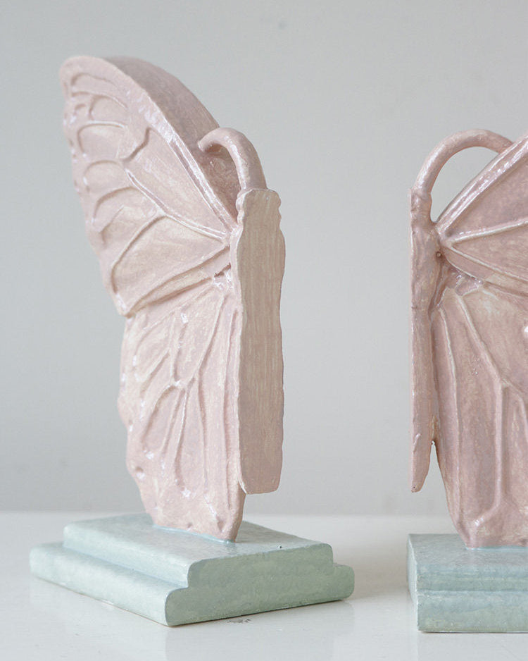 Bookend | Butterfly Bookend Resin | Pastel Pink and Green