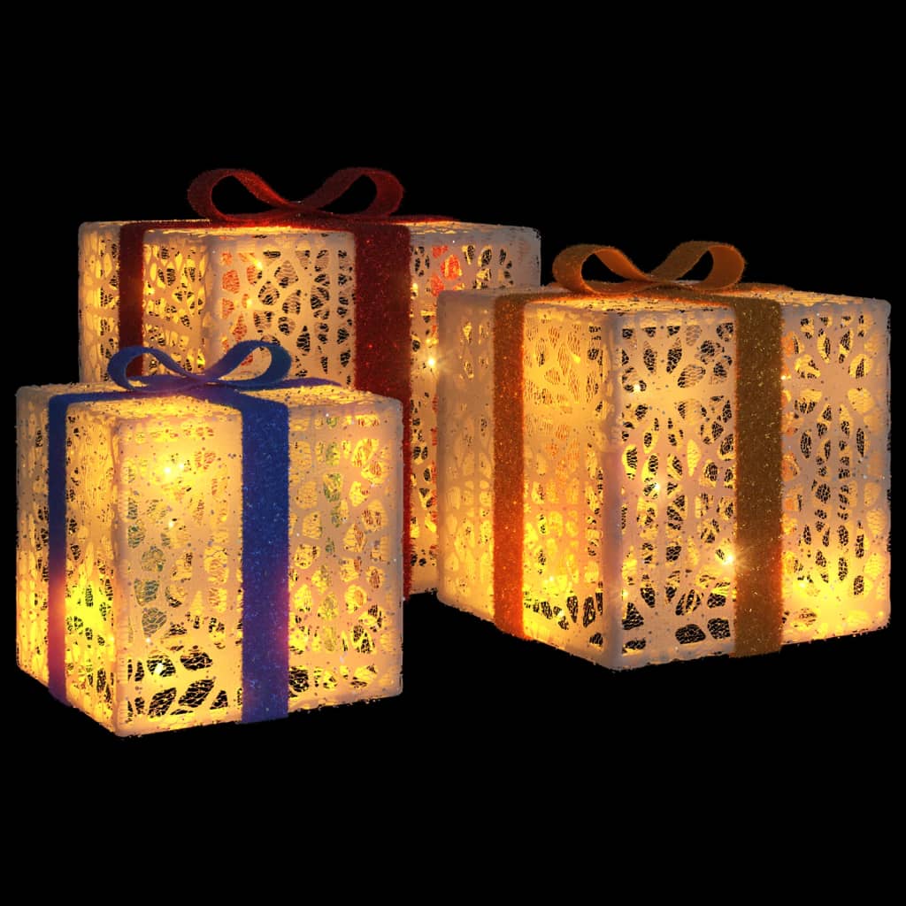NNEVL Lighted Christmas Boxes 3 pcs 64 LEDs Warm White-2