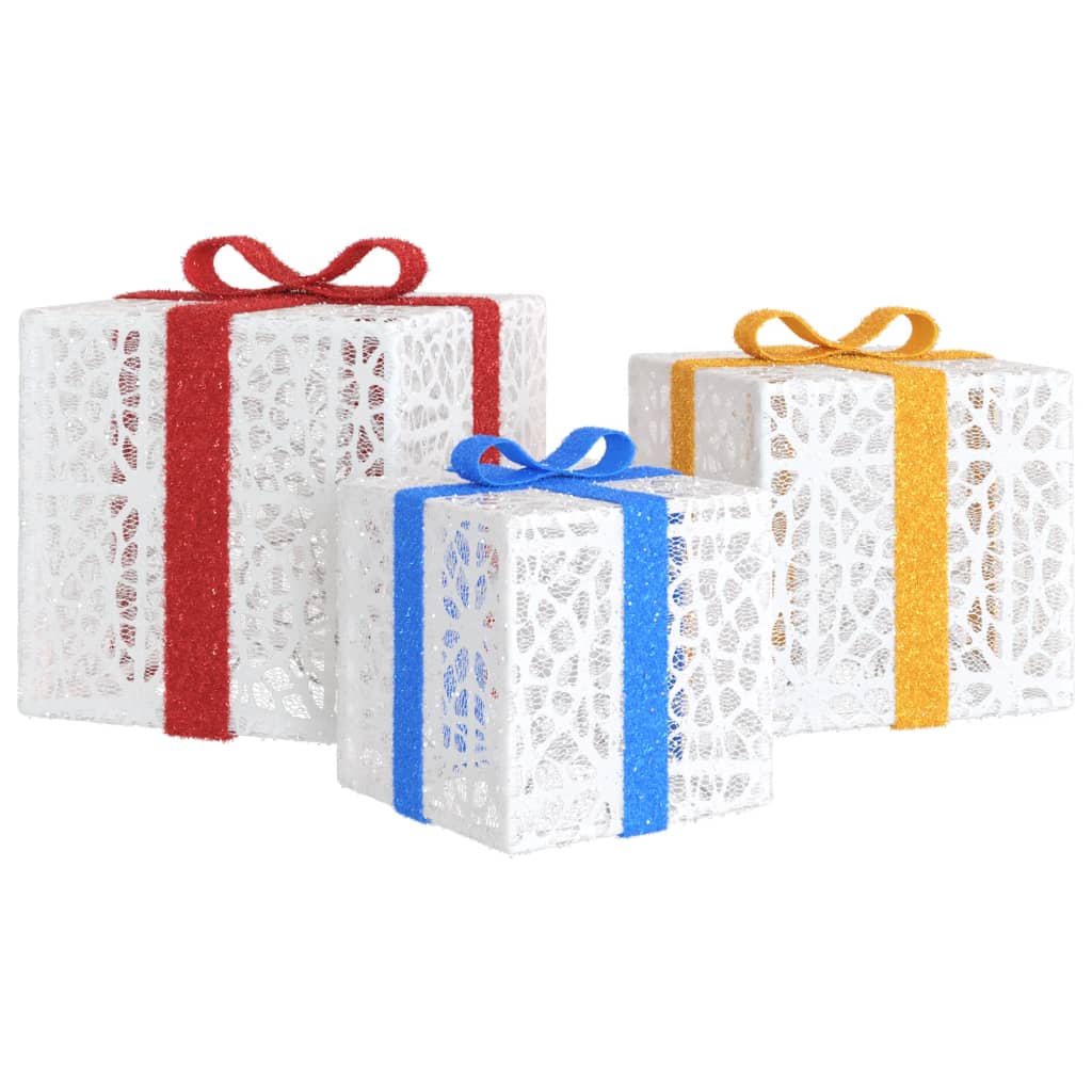 NNEVL Lighted Christmas Boxes 3 pcs 64 LEDs Warm White-3