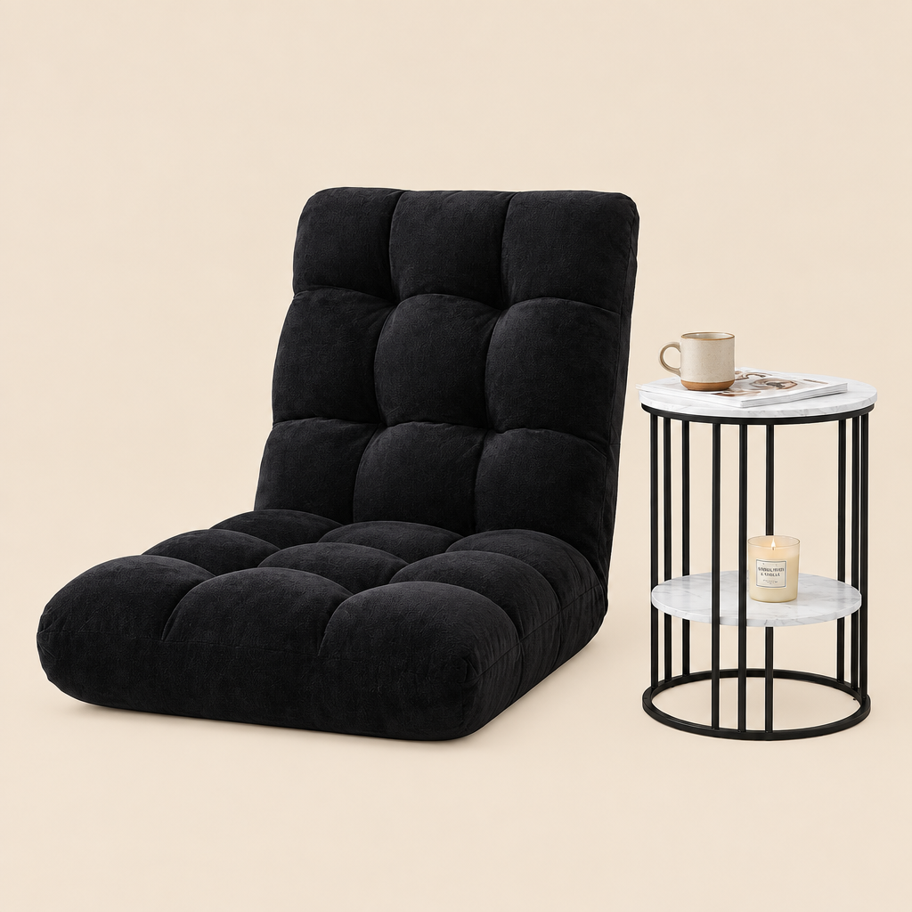 Seating | Artiss Sofa Bed Floor Lounge and Side Table | White and Black