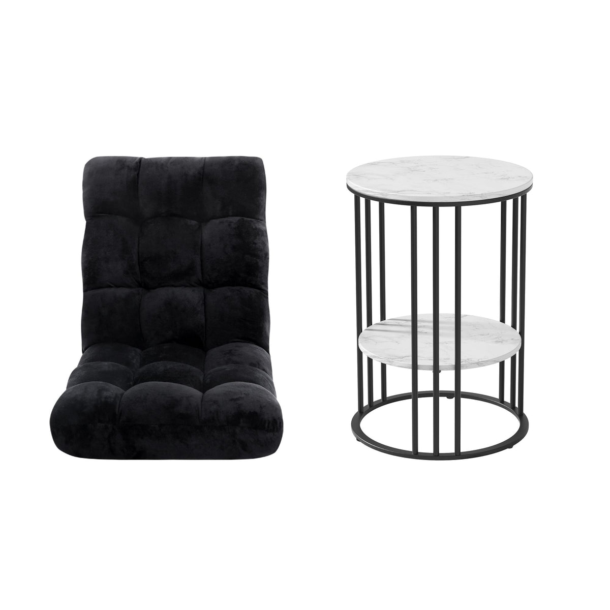 Seating | Artiss Sofa Bed Floor Lounge and Side Table | White and Black