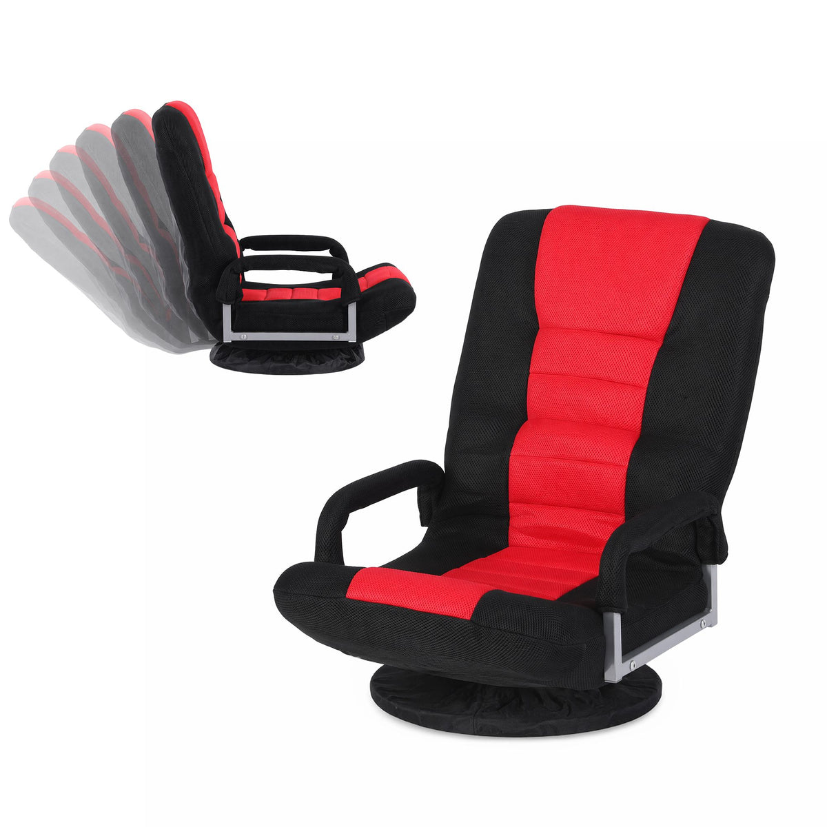 Seating | Artiss Floor Swivel Gaming Chair | Red and Black