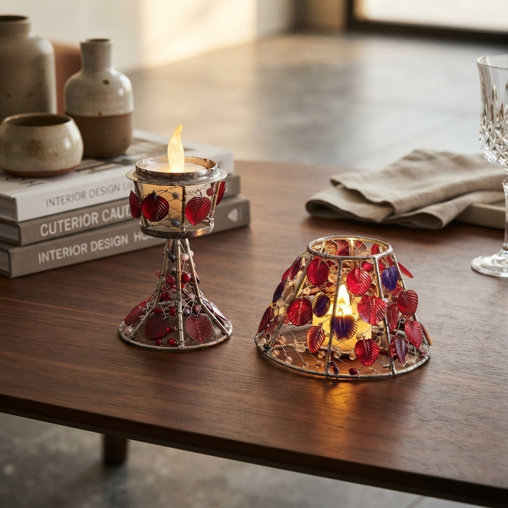 Candle Holder | Handmade Coloured Glass Tea Light Candle Holder | Multiple Colours
