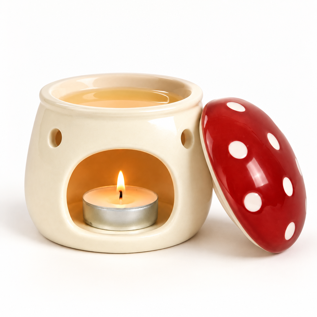 Oil Diffuser | Mushroom Wax Melt Oil Warmer | Red and White