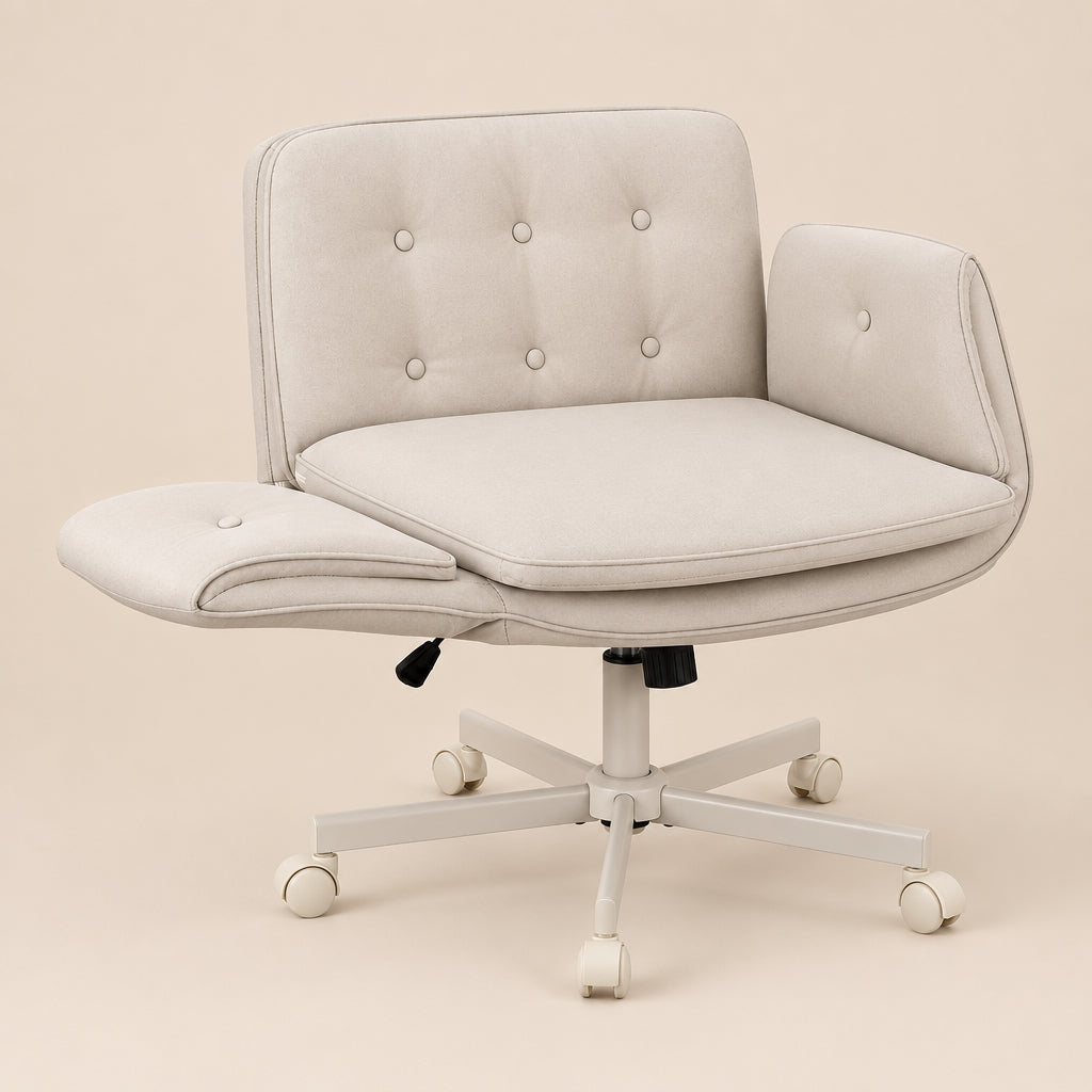Seating | Artiss Study Swivel Chair Adjustable Armrests PU Leather | Beige