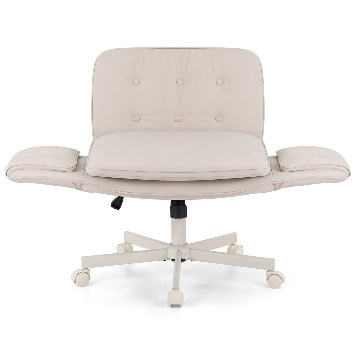 Seating | Artiss Study Swivel Chair Adjustable Armrests PU Leather | Beige