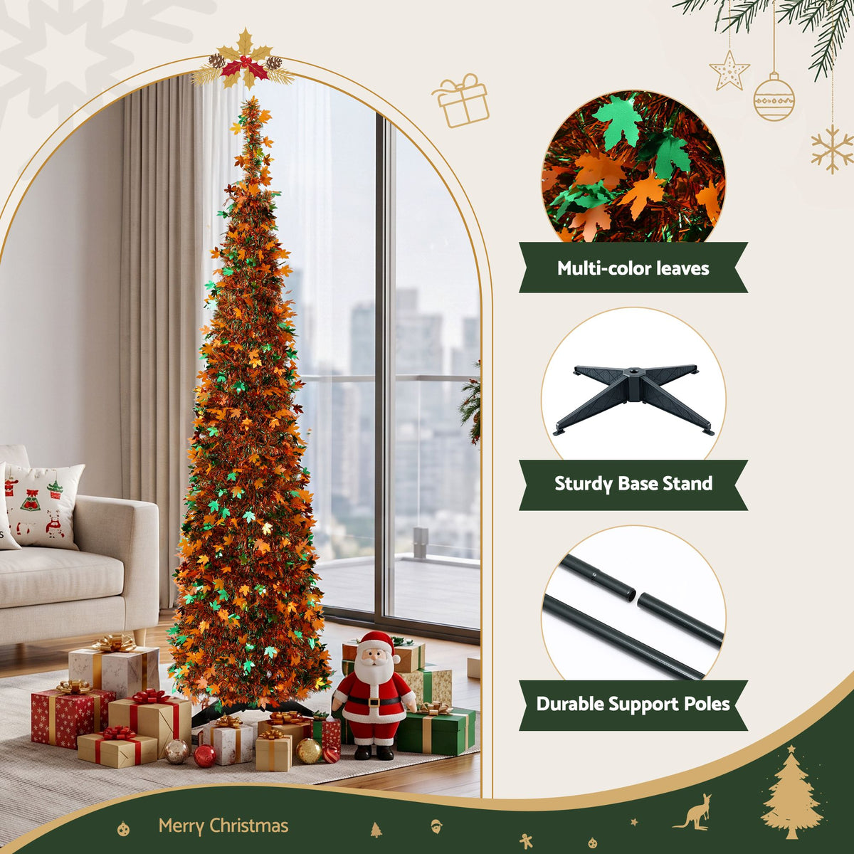 Christmas Decor | Jingle Jollys 160cm Pop Up Christmas Tree | Golden Maple Leaf