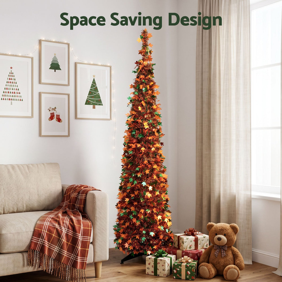 Christmas Decor | Jingle Jollys 160cm Pop Up Christmas Tree | Golden Maple Leaf