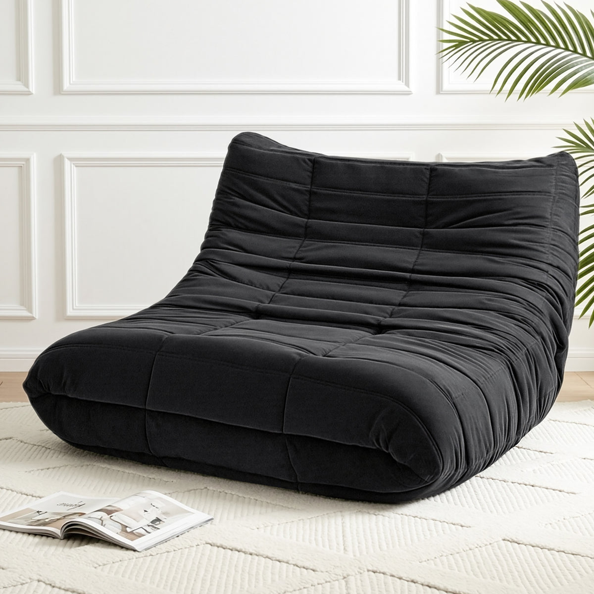 Seating | 2-Seater | Accent Chair | Lazy Sofa | Floor Couch | Black
