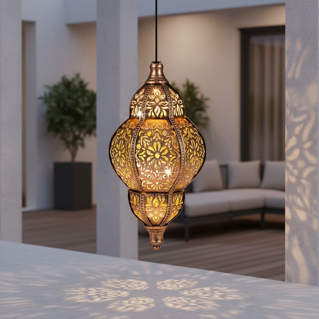 Lighting | Outdoor Solar Hanging Light Waterproof | Brown and Gold
