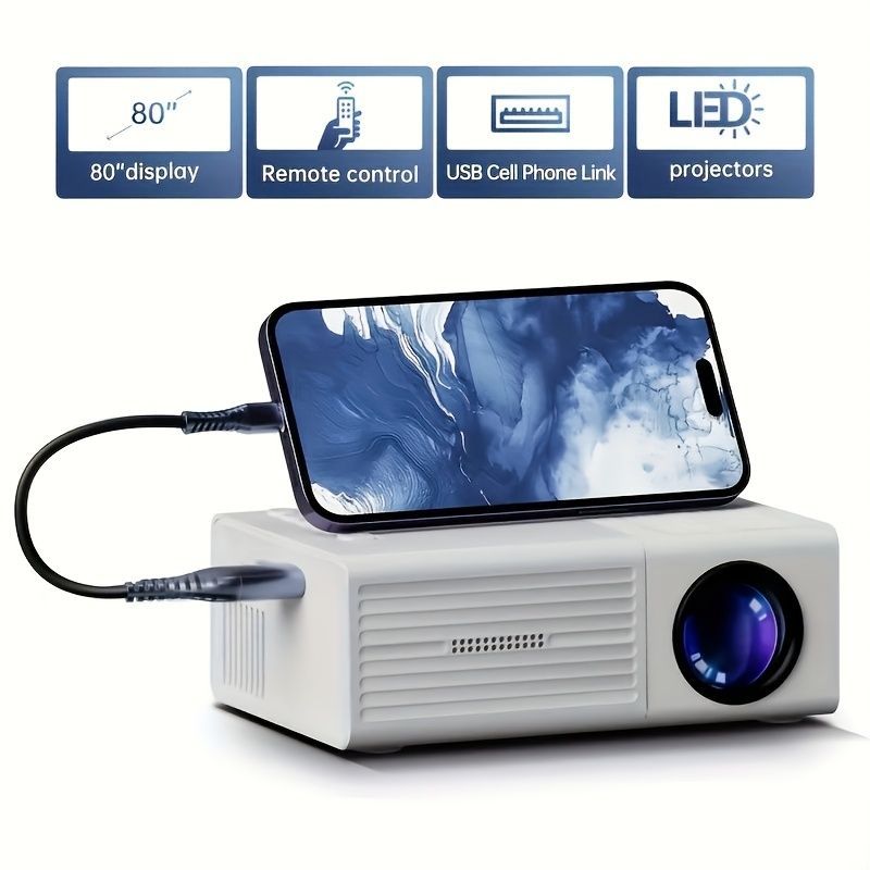 Portable Projector | Mini Projector 1080P USB | White