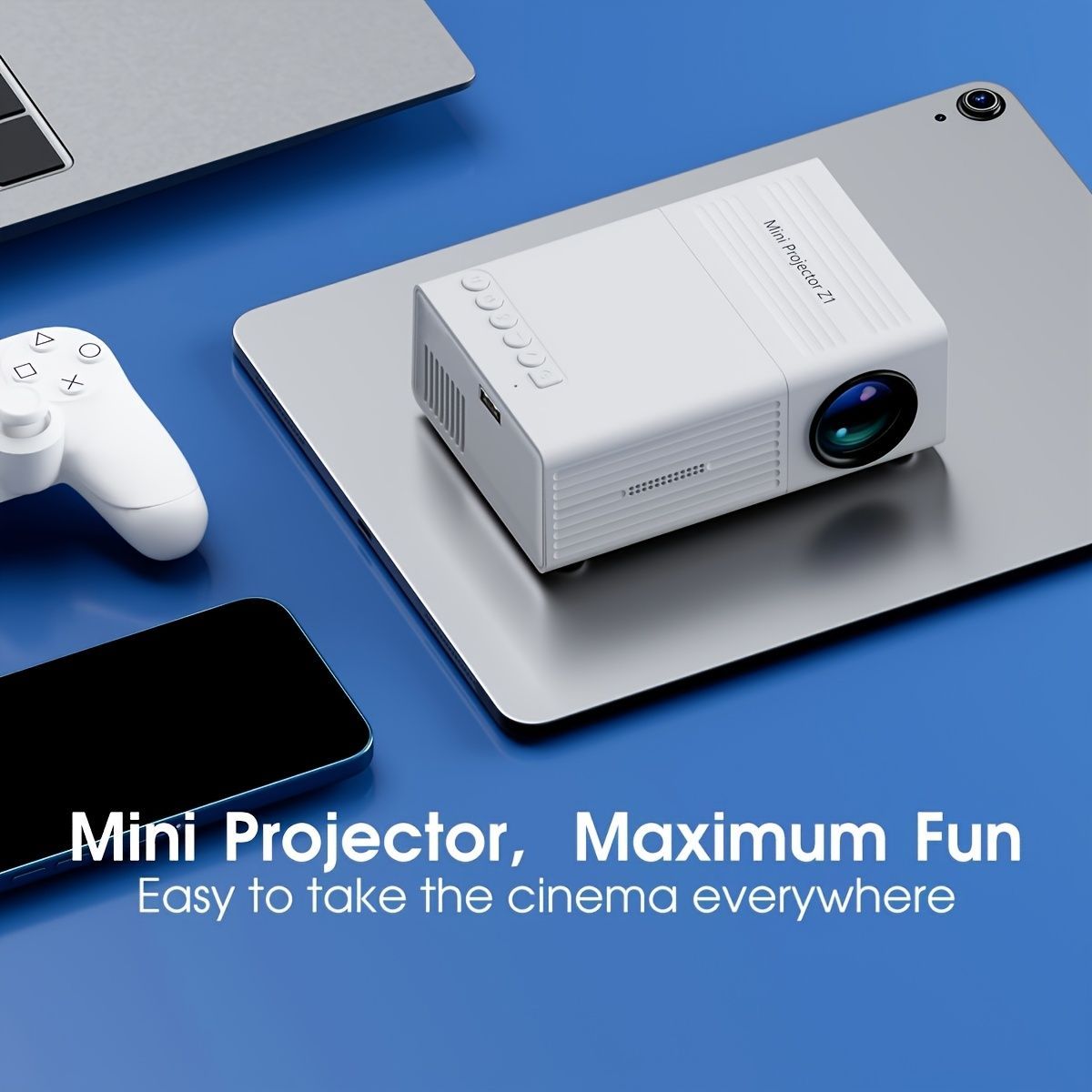 Portable Projector | Mini Projector 1080P USB | White