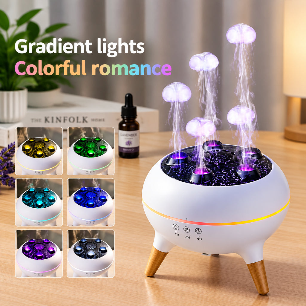 Oil Diffuser | Jellyfish Aroma Sound Pickup Lighting Diffuser | White