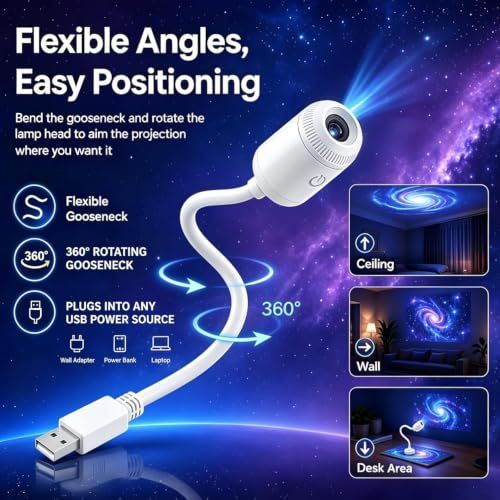 Lighting | 24 Film Galaxy Projector Night Light USB | White