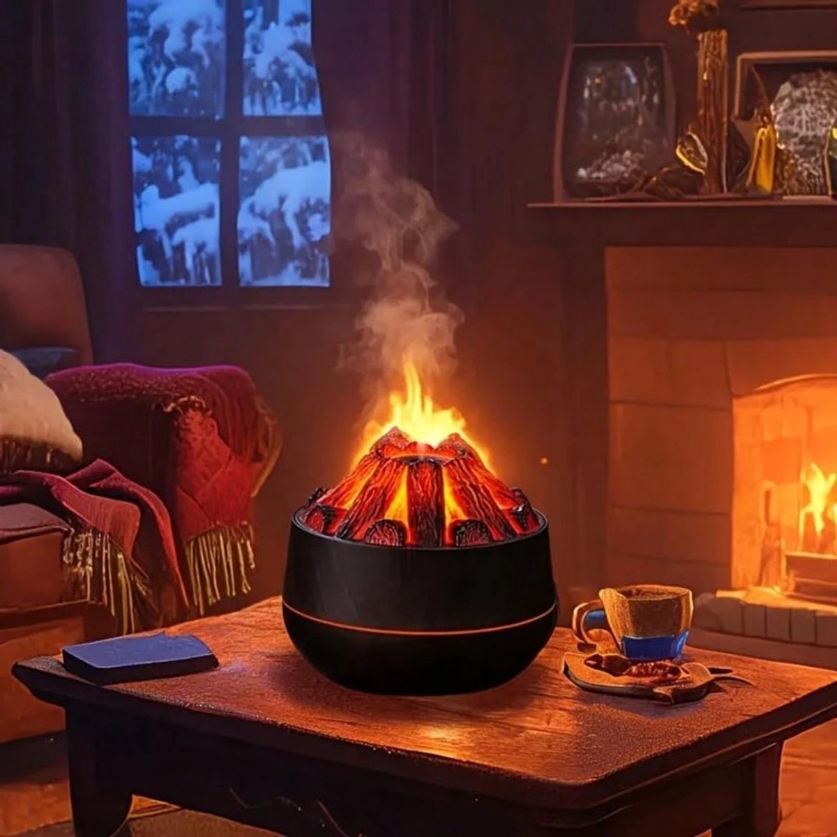 Oil Diffuser | Campfire Flame Oil Diffuser | Brown