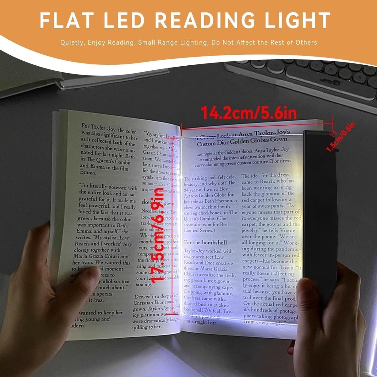Book Light | Portable Transparent LED Book Light| White