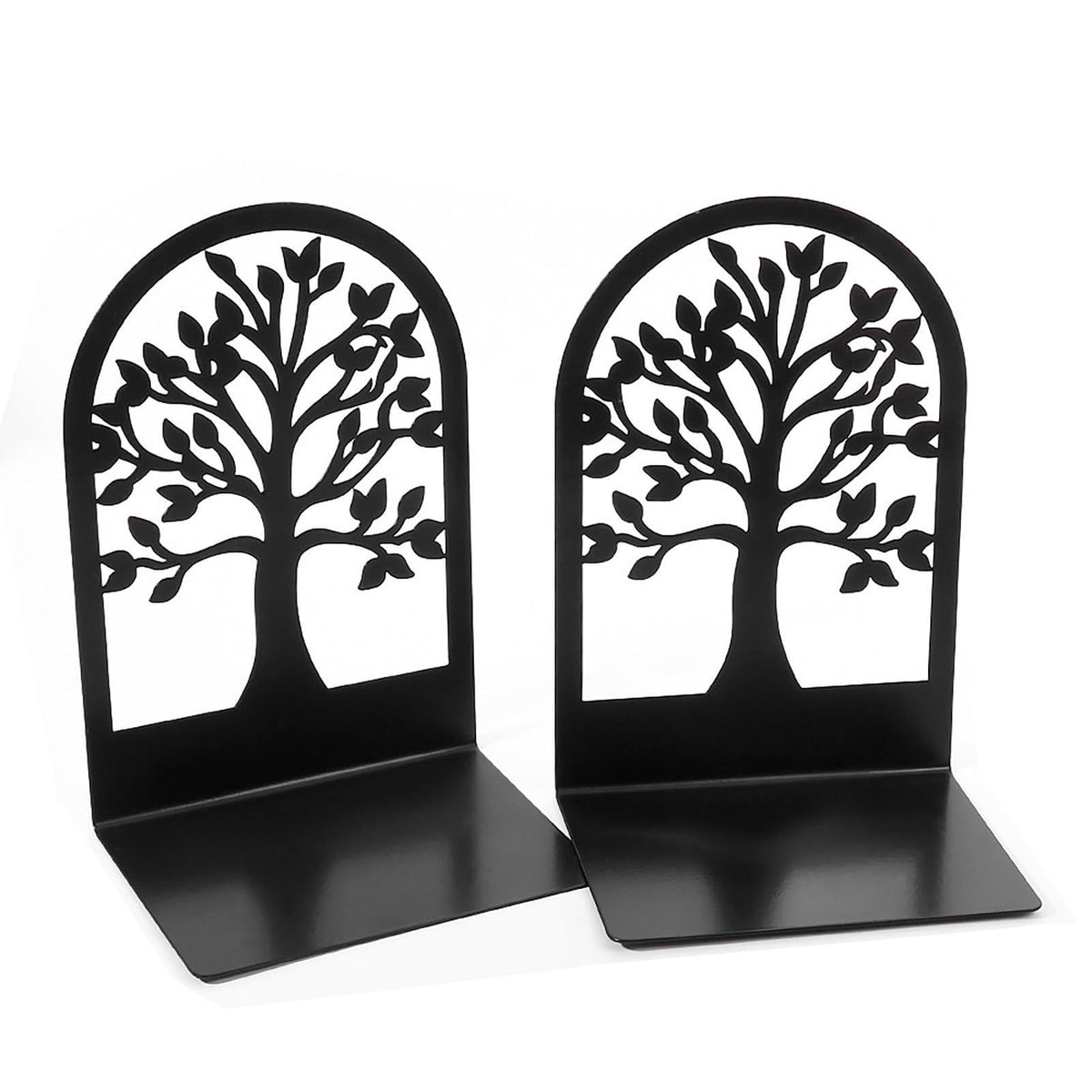 Bookend | 2 Pcs Tree Pattern Metal Bookends | Black