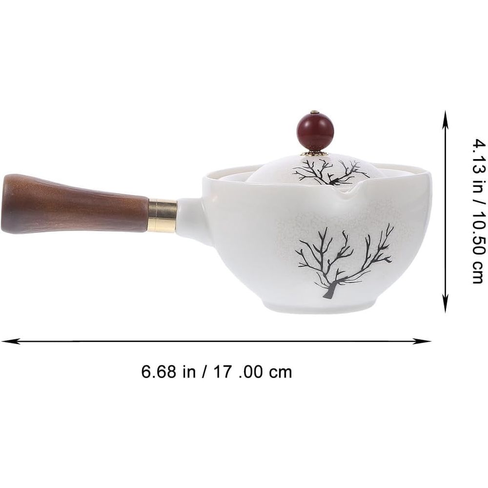 Teapot | Ceramic Side Handle Teapot with Filter for Loose Tea Brewing | White