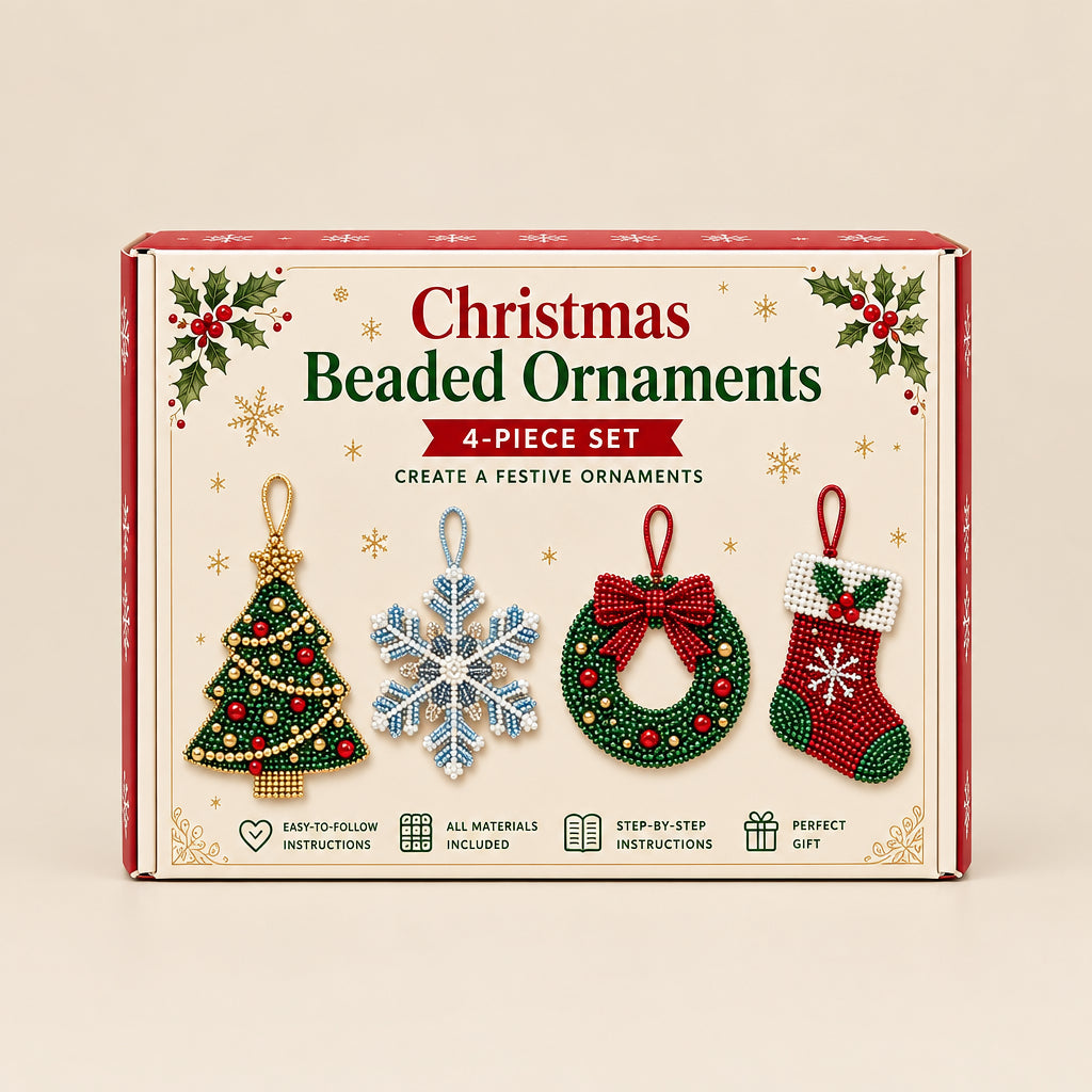 Hobby | DIY Christmas Pendants Pearl Art Kit | Set of 4 Pieces
