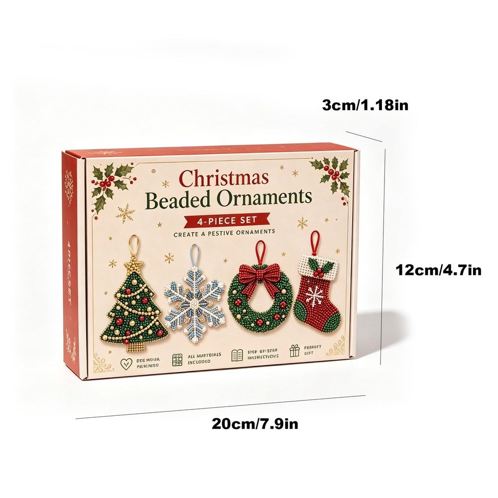 Hobby | DIY Christmas Pendants Pearl Art Kit | Set of 4 Pieces