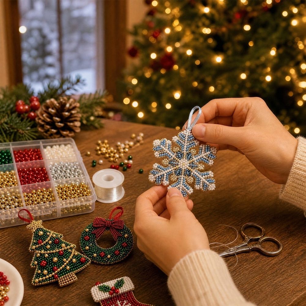 Hobby | DIY Christmas Pendants Pearl Art Kit | Set of 4 Pieces