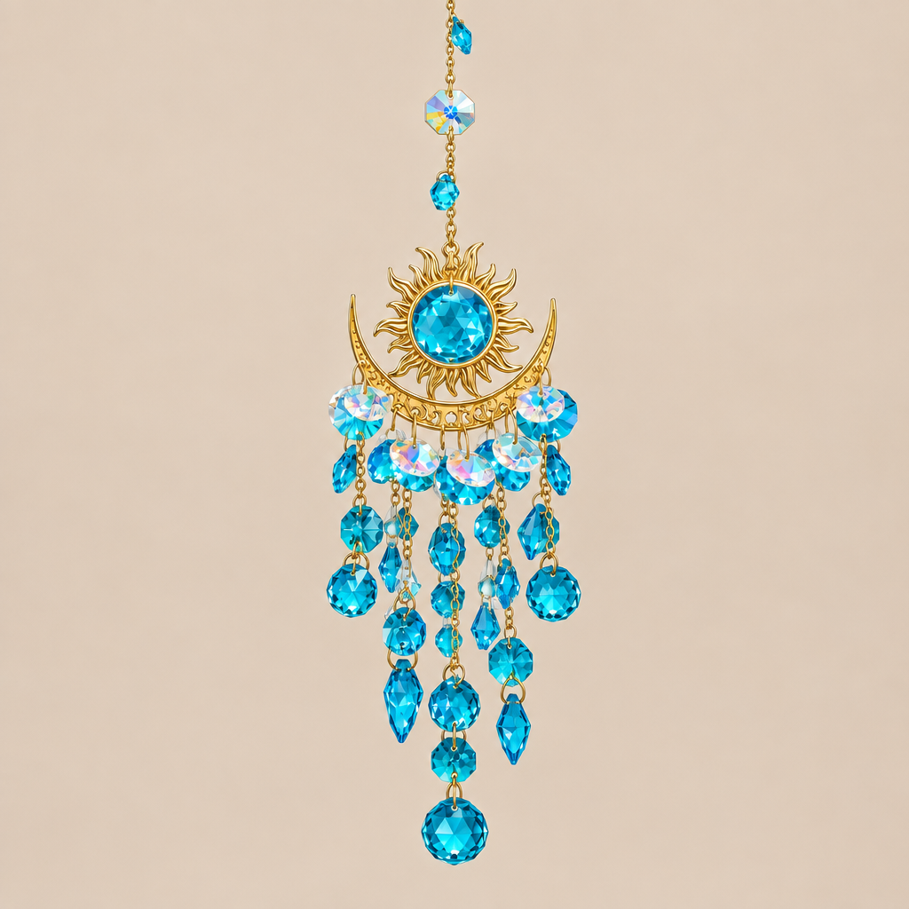 Wind Chime | Boho Suncatchers Glass Prisms Wind Chime | Blue