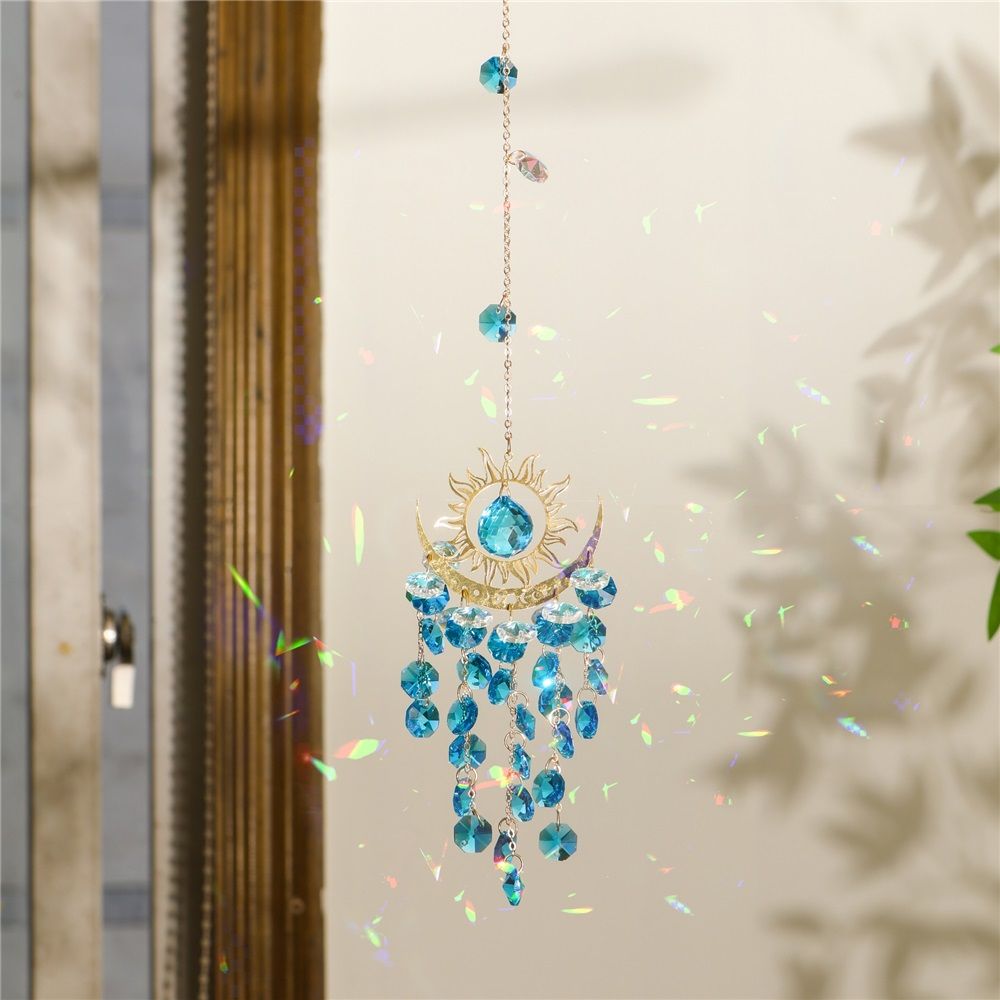 Wind Chime | Boho Suncatchers Glass Prisms Wind Chime | Blue