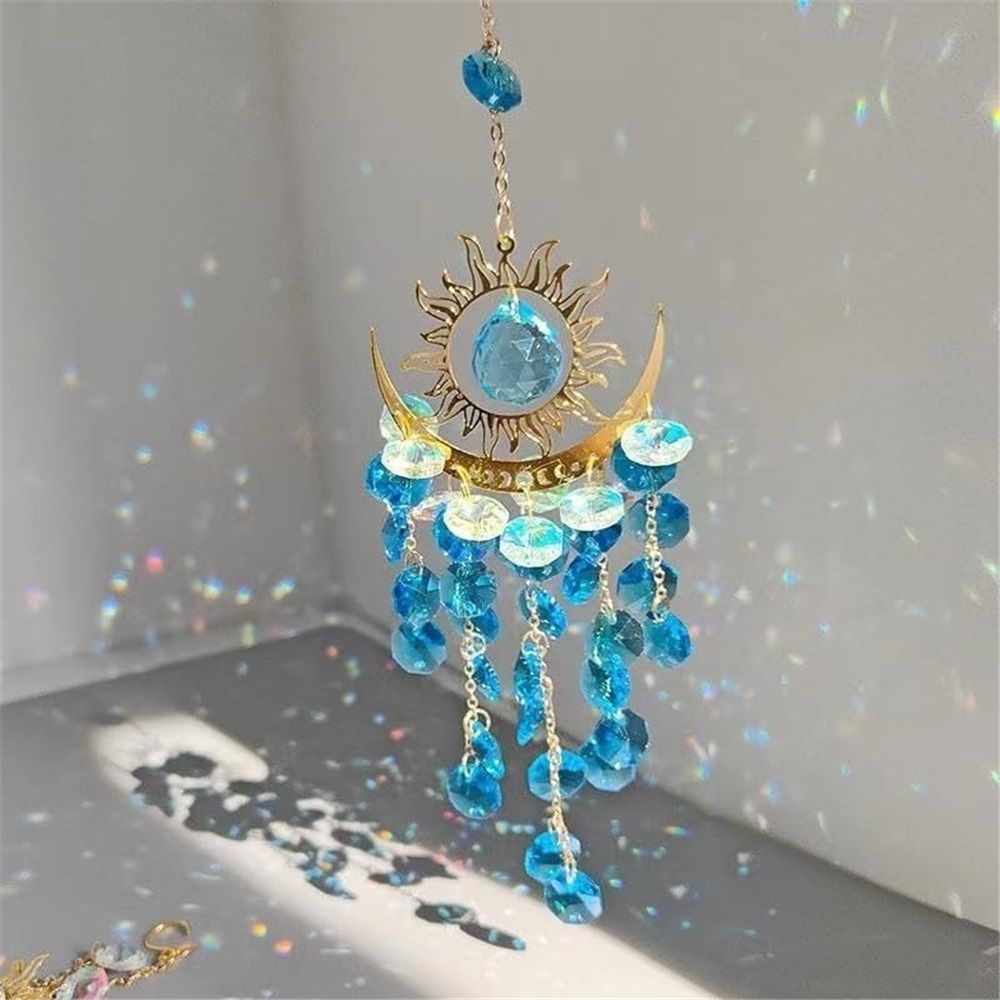Wind Chime | Boho Suncatchers Glass Prisms Wind Chime | Blue
