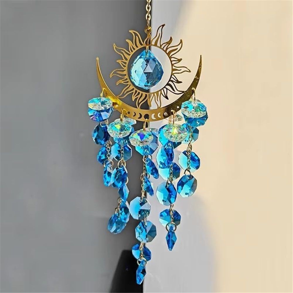 Wind Chime | Boho Suncatchers Glass Prisms Wind Chime | Blue