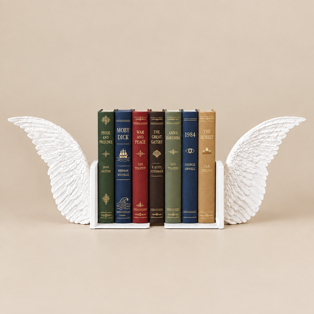 Bookend | Angel Wings Bookends | White
