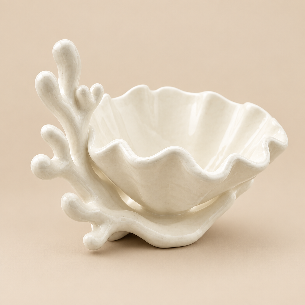 Planter | 3D-Printed Coral Shell Succulent Planter Pot | White