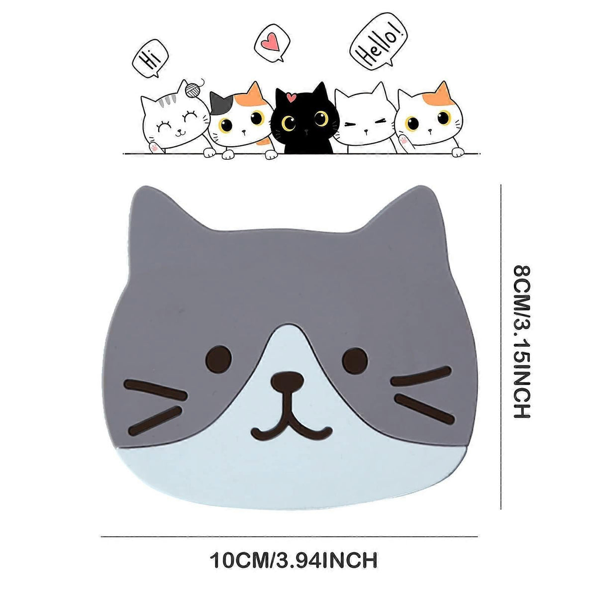Coaster | 5pcs Cat Silicone Coasters | Multiple Colours