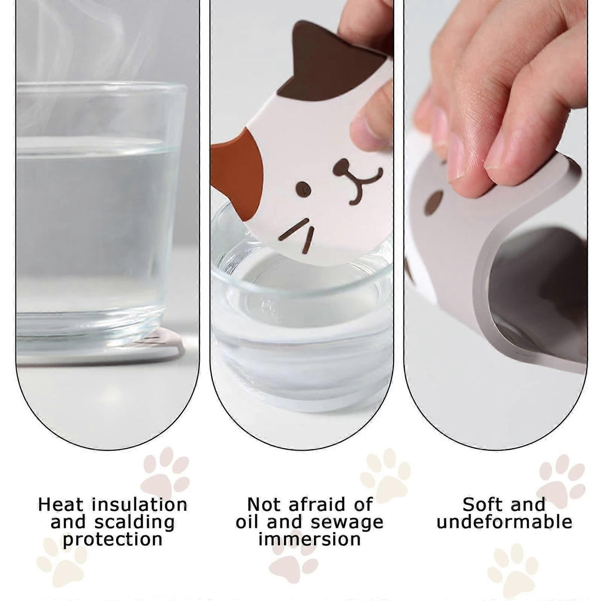 Coaster | 5pcs Cat Silicone Coasters | Multiple Colours