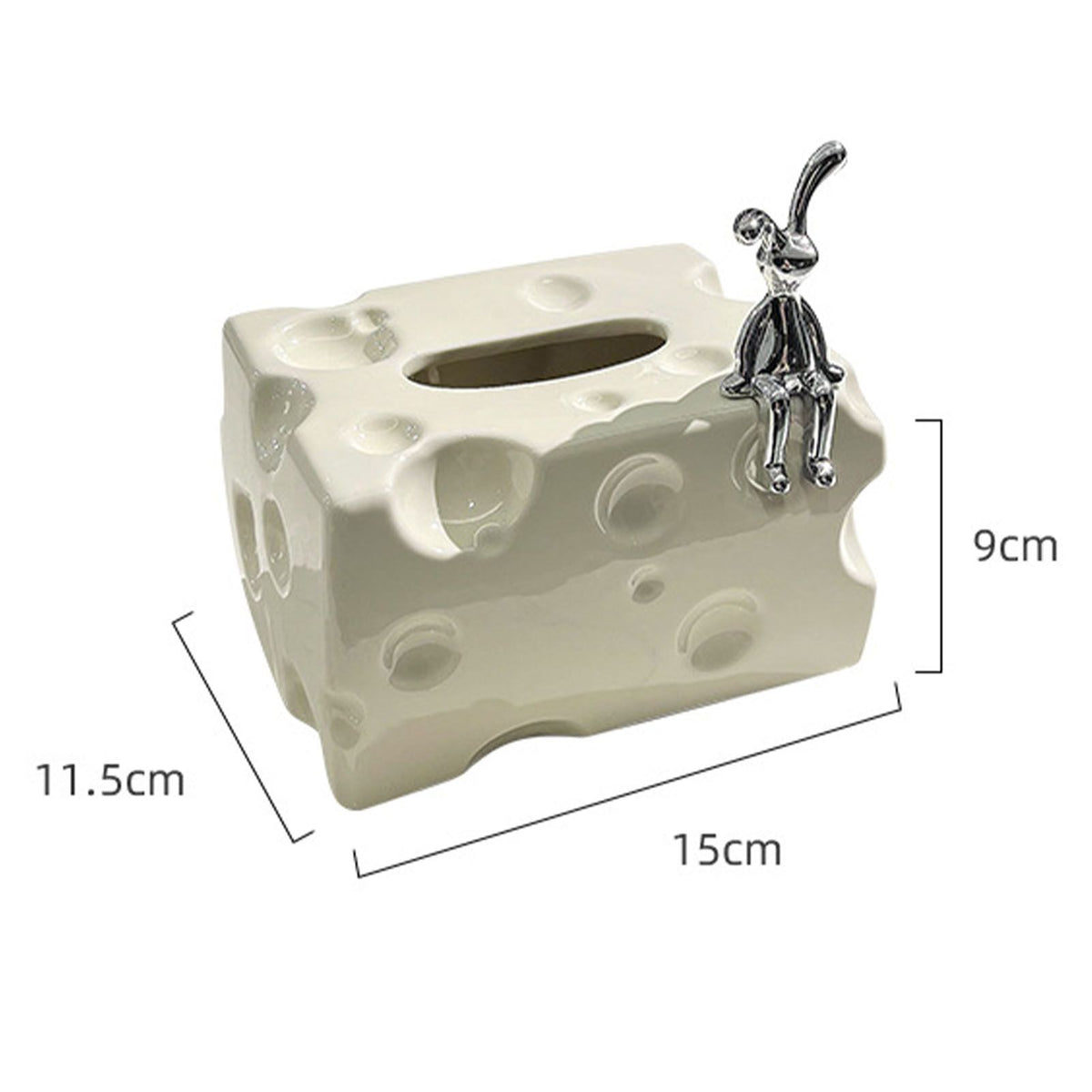 Tissue Box Cover | Ceramic Cheese Shape Tissue Box Cover | White