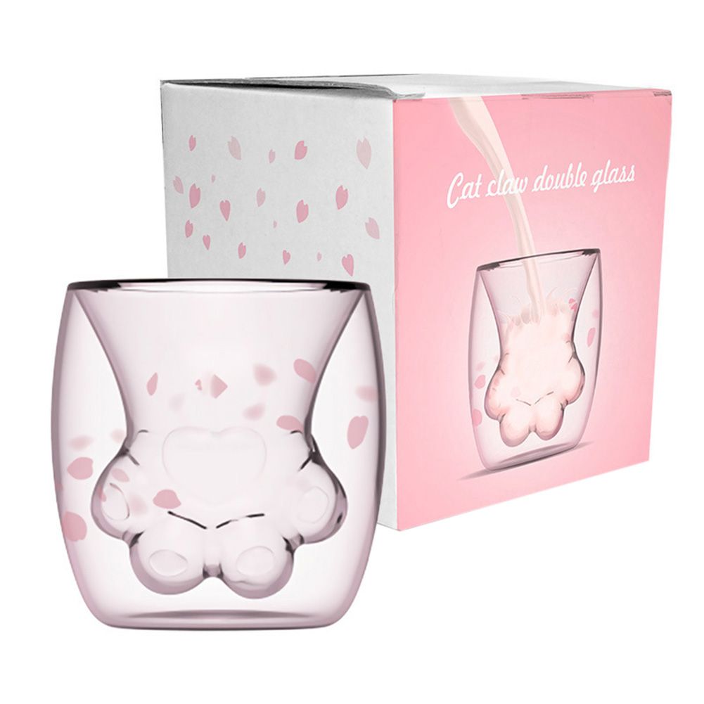 Mug | Cat Paw Double Wall Glass Mug | Clear