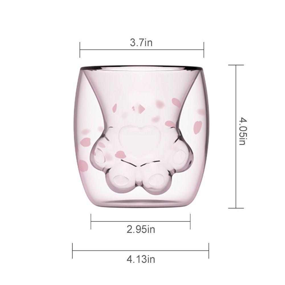 Mug | Cat Paw Double Wall Glass Mug | Clear