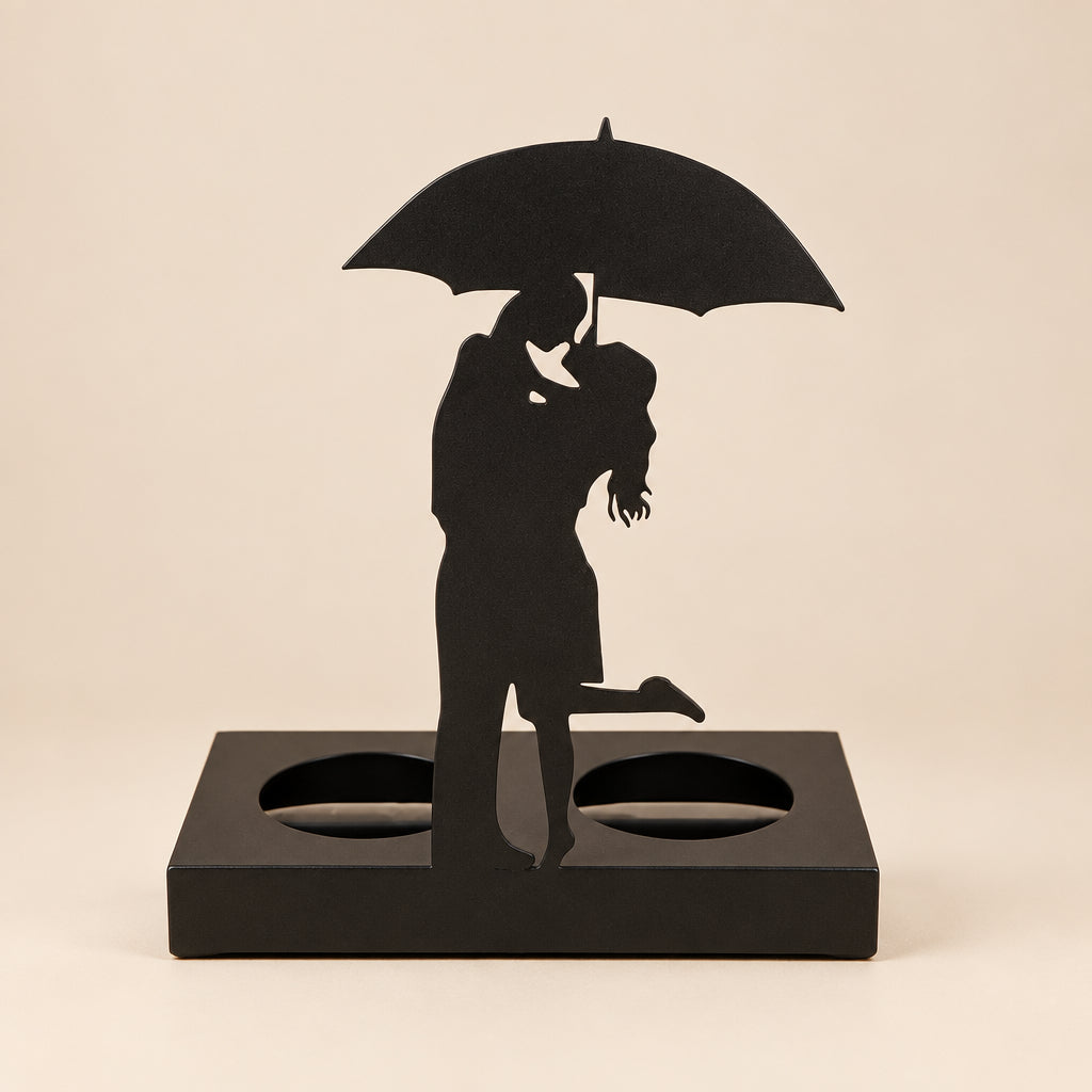 Candle Holder | Romantic Couple Iron Candle Holder | Black