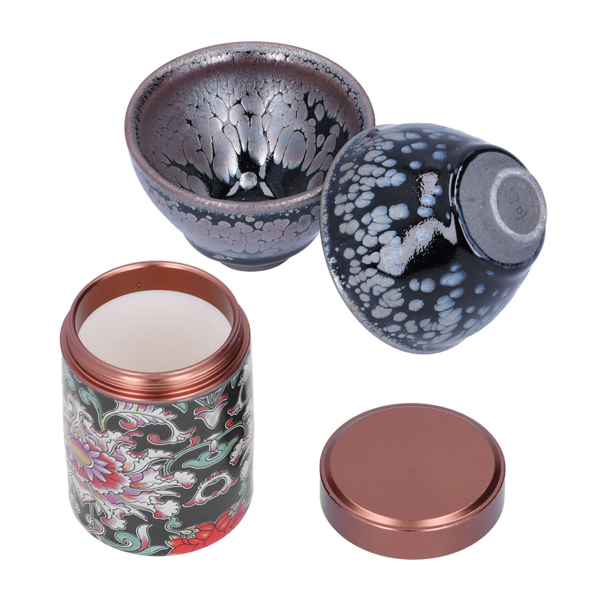 Tea Cup | Ceramic Tea  Cups and Cannister Set | Speckled Design