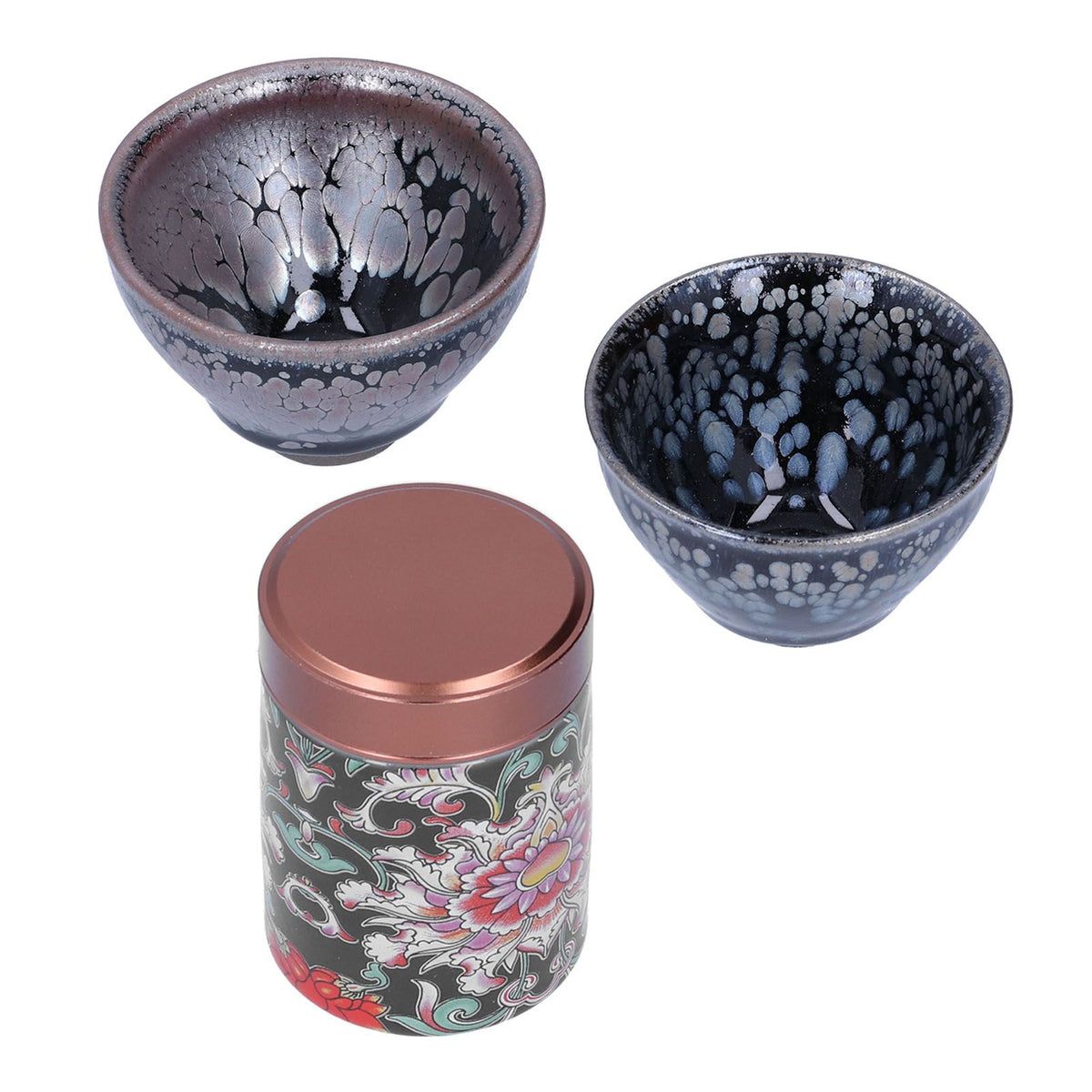 Tea Cup | Ceramic Tea  Cups and Cannister Set | Speckled Design
