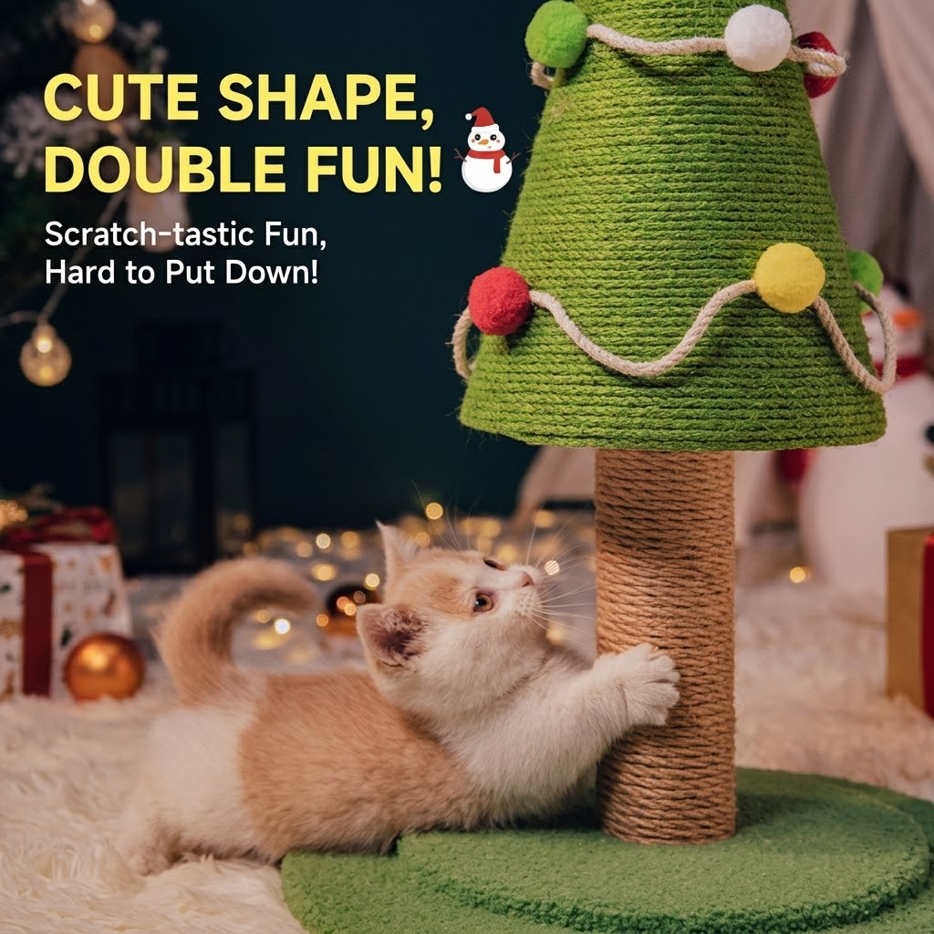 Cat Scratcher | Christmas Tree Cat Scratching Post | Green
