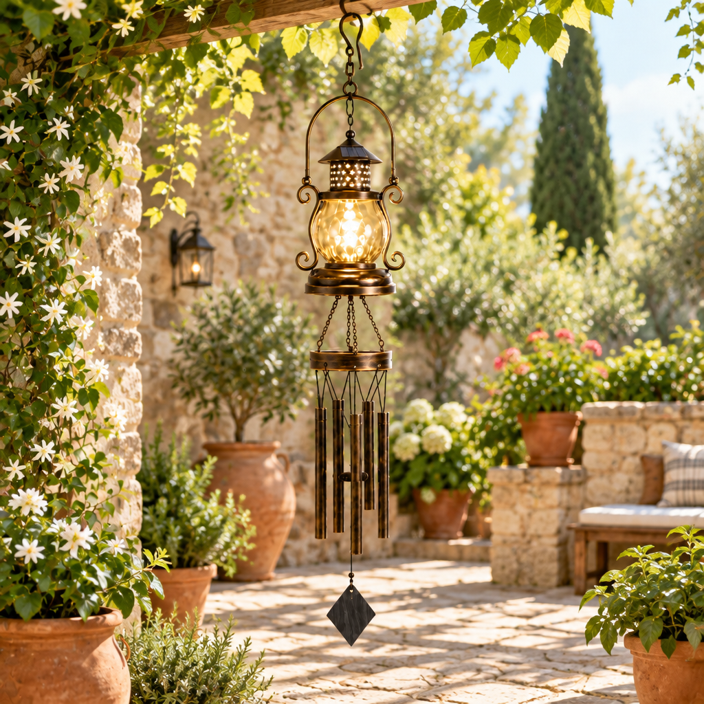 Wind Chime | Solar Lantern Light Wind Chimes | Black