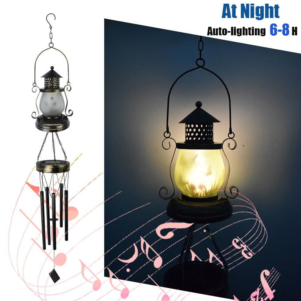 Wind Chime | Solar Lantern Light Wind Chimes | Black