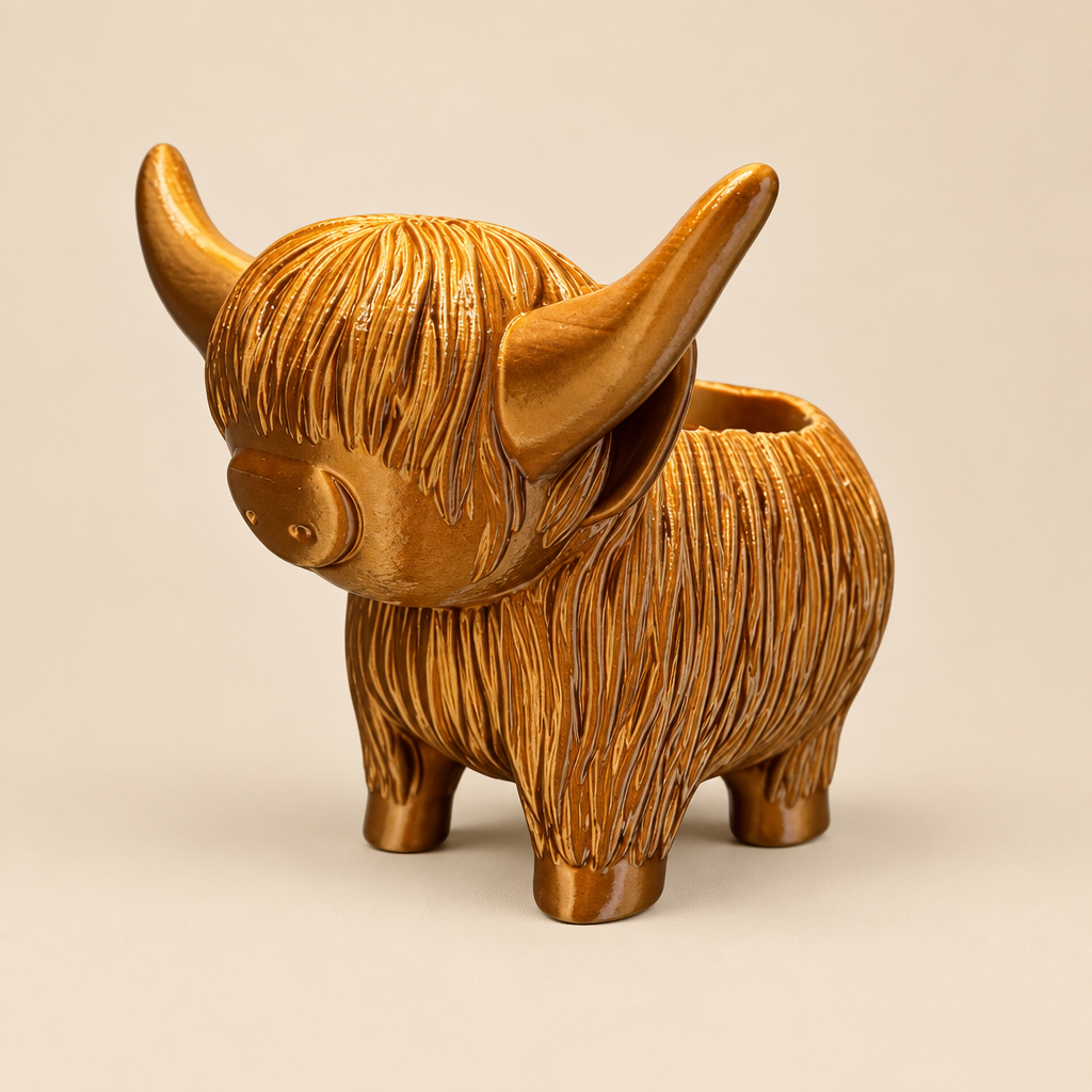 Planter | Highland Cow Resin Succulent Planter Pot | Brown