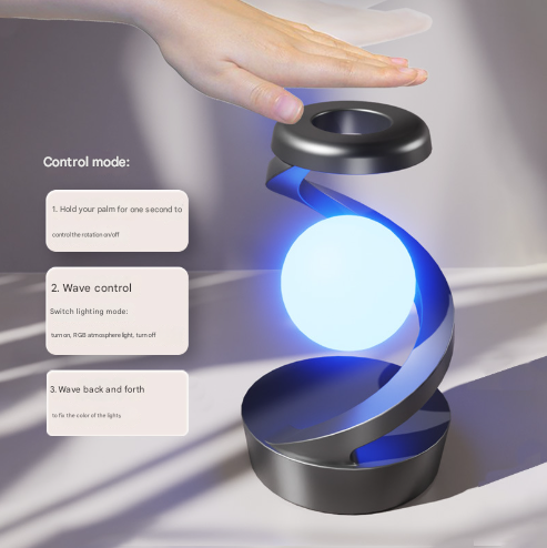 Lighting | Levitating LED Desk Lamp with Wireless Phone Charger | White