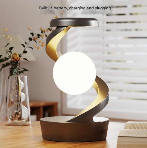 Lighting | Levitating LED Desk Lamp with Wireless Phone Charger | White