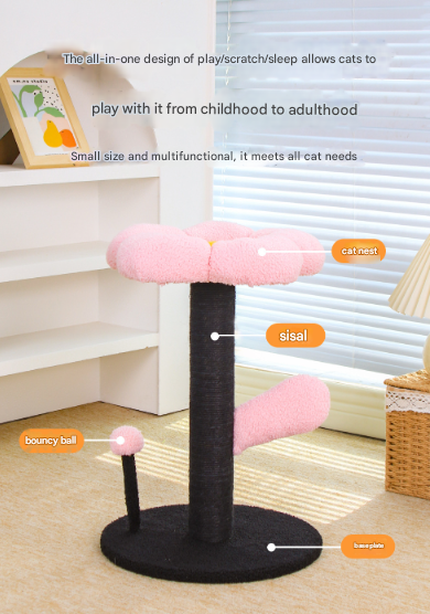 Cat Scratcher | Flower Cat Scratcher Perch | Pink and Black