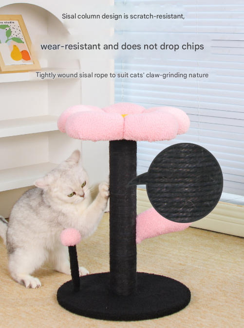 Cat Scratcher | Flower Cat Scratcher Perch | Pink and Black