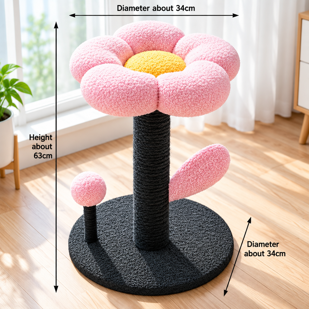 Cat Scratcher | Flower Cat Scratcher Perch | Pink and Black