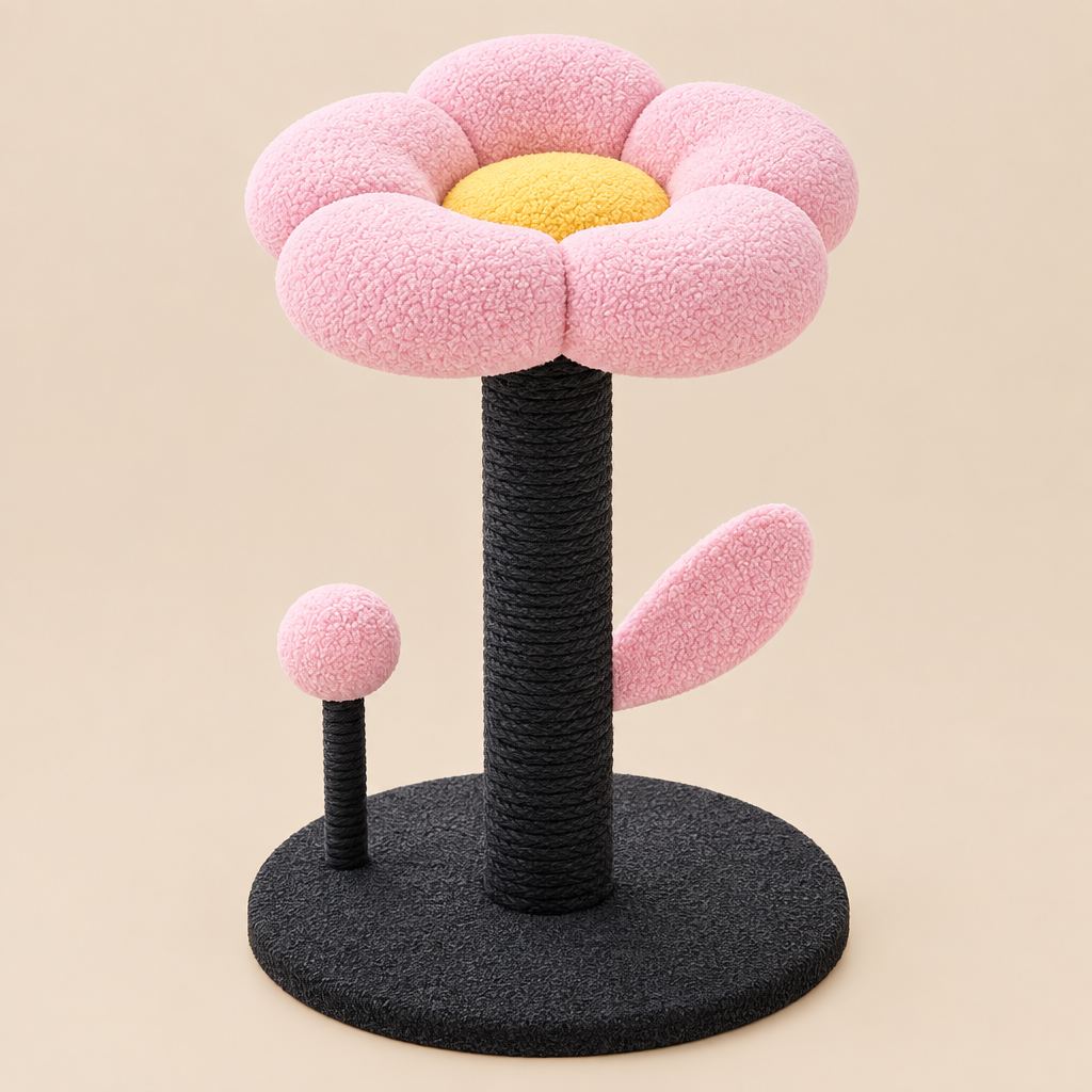 Cat Scratcher | Flower Cat Scratcher Perch | Pink and Black